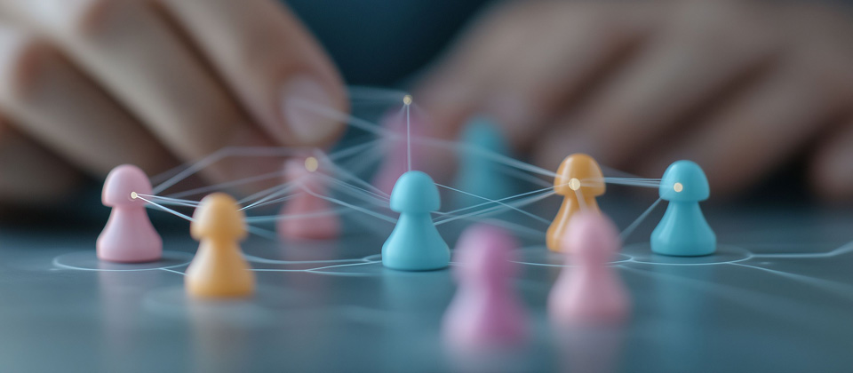 Konzeptuelle Darstellung von Teamarbeit und Vernetzung